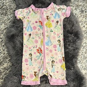 Little Sleepies Disney Princess Shorties zip pajama size 18-24 months.